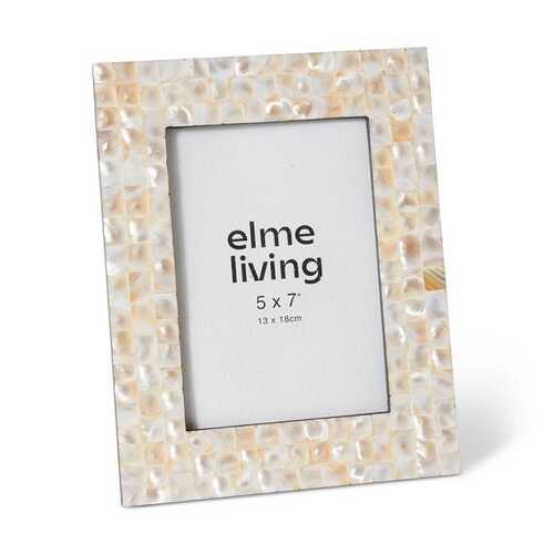 E Style Anjali Mother of Pearl/Glass/MDF 5x7" Photo Frame - Pearl