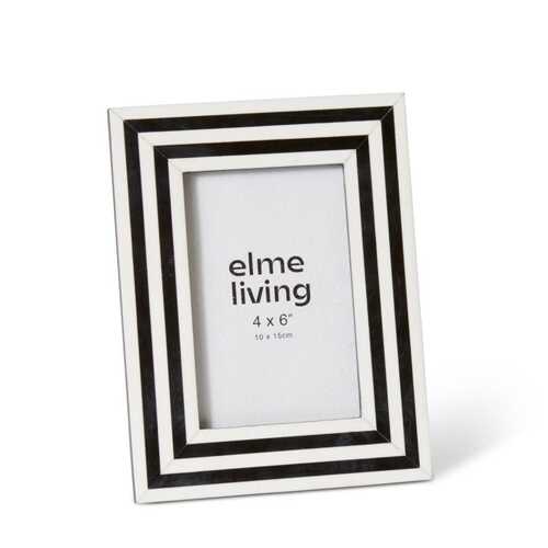 E Style Libby Resin/Glass/MDF 4x6" Photo Frame - Black/White