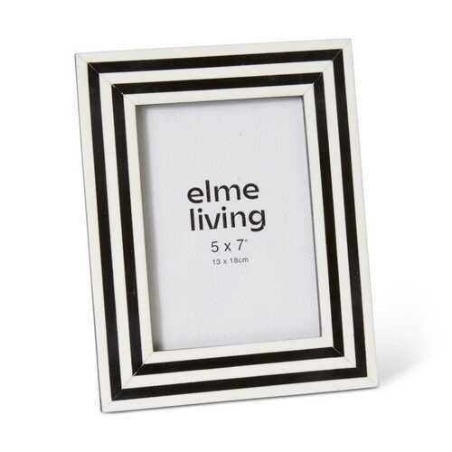 E Style Libby  Resin/Glass/MDF 5x7" Photo Frame Photo Frame - Black/White