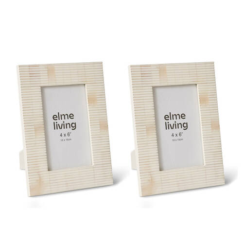 2PK E Style Zev 4x6" Photo Frame Tabletop Home Decor 22cm Cream