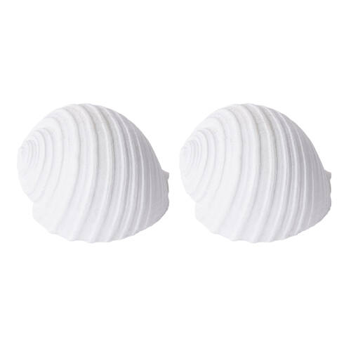 2PK E Style Shell Moon Snail Sculpture Tabletop Home Decor 11cm White