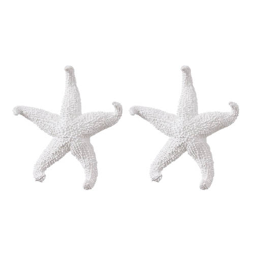 2PK E Style Starfish Ochre Sculpture Tabletop Home Decor 24cm White