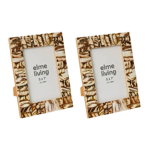 2PK E Style Zendaya 5x7" Photo Frame Tabletop Home Decor 24cm Brown