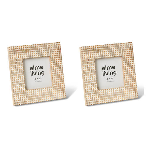 2PK E Style Nairobi 4x4" Photo Frame Tabletop Home Decor 16cm Natural/White