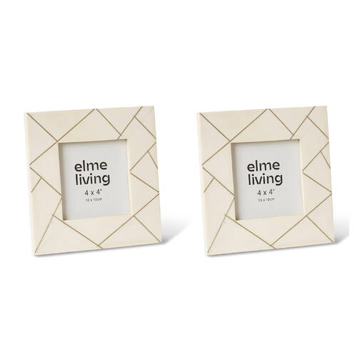 2PK E Style Panya 4x4" Photo Frame Tabletop Home Decor 16cm Cream/Gold