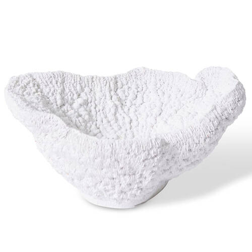 E Style Coral Bowl Home Decorative Display Polyresin 28x19cm - White