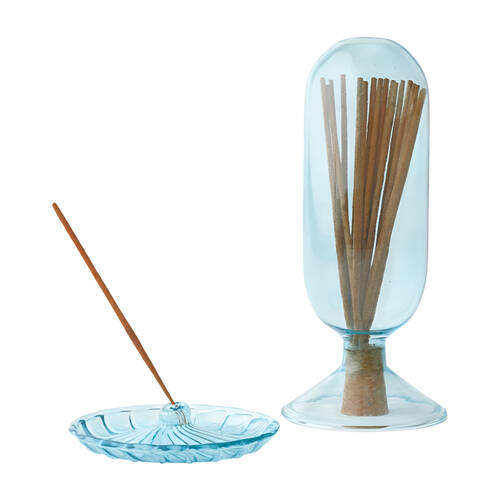 50pc Pilbeam Living Klein Cloche Incense Sticks & Holder Coconut Wood 19cm
