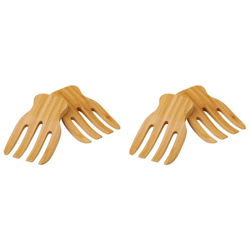 2x 2pc Davis & Waddell Bamboo Salad Hands Set 17x9.5cm Natural