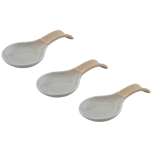 3PK Davis & Waddell Jenson Stoneware Spoon Rest 11x22cm - Grey/Natural
