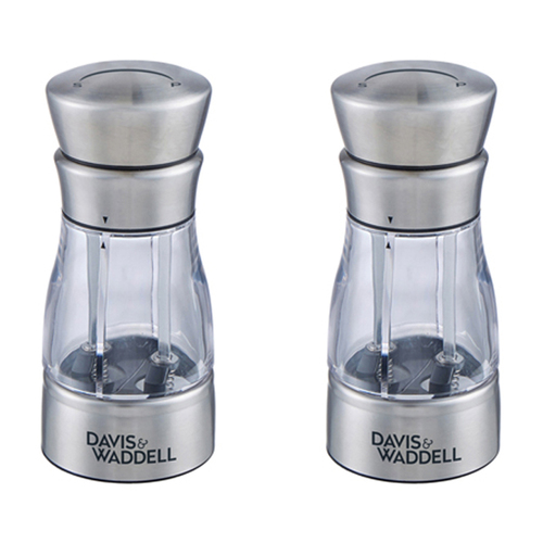 2PK Davis & Waddell Dual Salt/Pepper Mill Stainless Steel 7x7cm