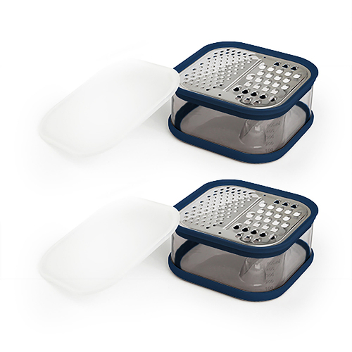2PK Davis & Waddell Multi Grater w/ Storage 14cm - Grey/Blue