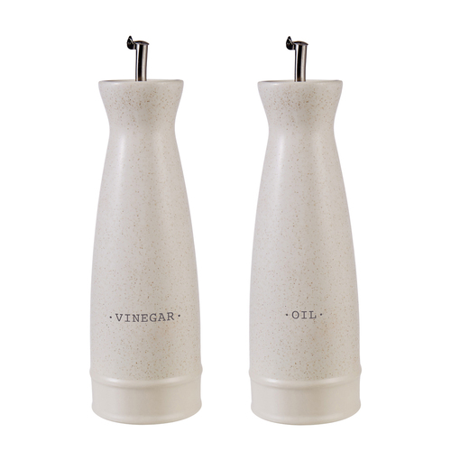 2pc Davis & Waddell Darley Stoneware Oil/Vinegar Dispenser 23.5cm - Cream