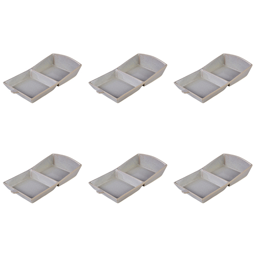 6PK Davis & Waddell Nori Porcelain Divided Platter Small 28x14cm - Light Grey