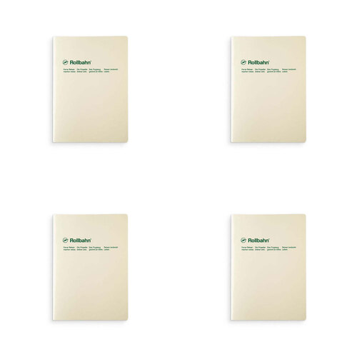 4PK Delfonics Rollbahn Slim Notebook A5 Grid Journal - Cream