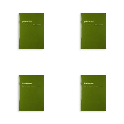 4PK Delfonics Rollbahn Slim Notebook A5 Grid Journal - Olive