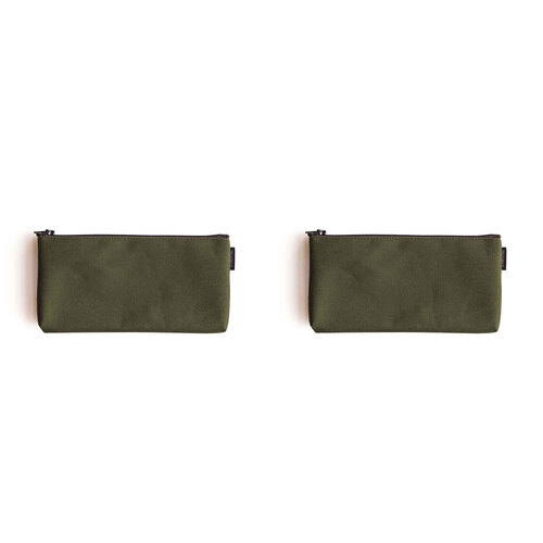 2PK Delfonics Marek Canvas Flat Pencil Case 18.5cm - Olive