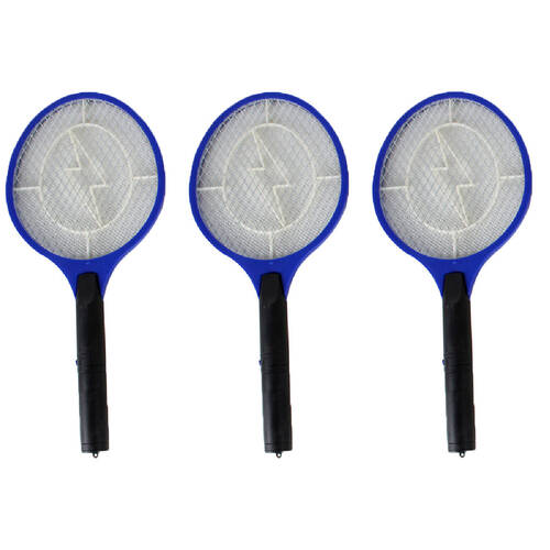 3PK Dragonfly Electric Mosquito Zapper Racquet 3000 Volt Shock 53x25cm Assorted