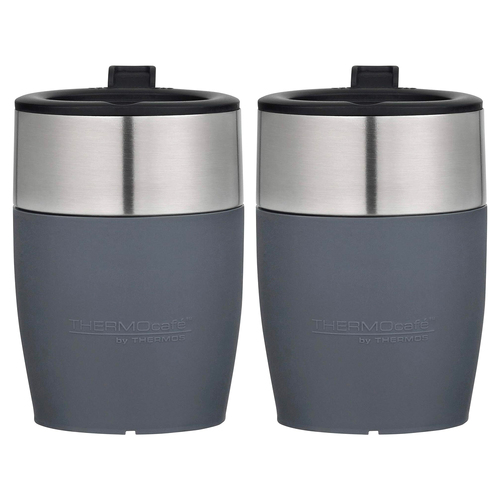 2x 230ml THERMOcafe Stainless Steel Double Wall Coffee Cup Grey
