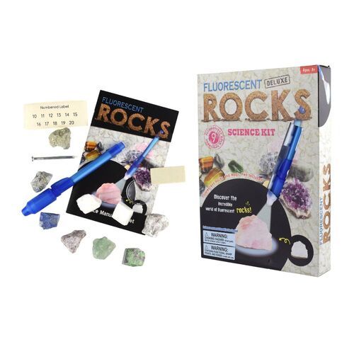 Kaper Kidz Deluxe Fluorescent Rocks Geology Science Kit 6y+