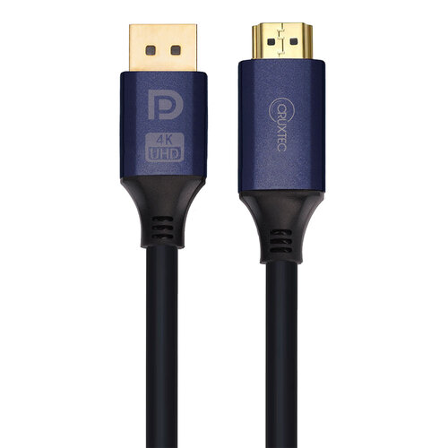 Cruxtec Displayport Male to HDMI Male Cable 2m Black 4K/60Hz