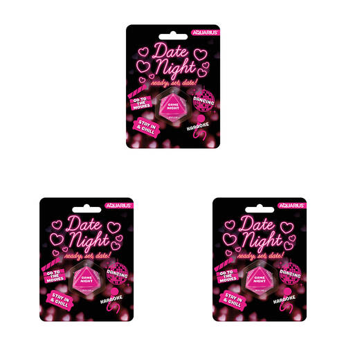 3PK Aquarius Date Night Dice 8-Sided Dice Rolling Game 8x10cm - Pink 18y+