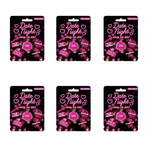 6PK Aquarius Date Night Dice 8-Sided Dice Rolling Game 8x10cm - Pink 18y+