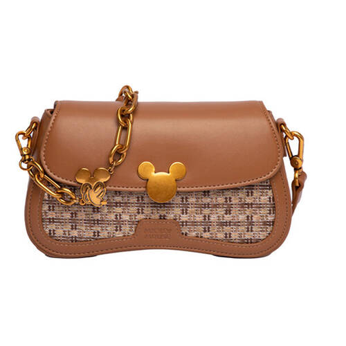 Disney Mickey PU Leather Shoulder Handbag 22x13.5cm - Brown