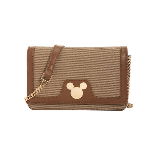 Disney Mickey Canvas Shoulder Handbag 20x11cm - Light Brown
