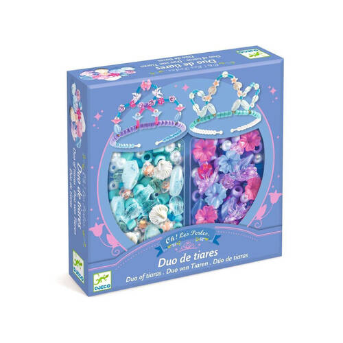 2pc Djeco Kids Tiara Beading Crafting Kit w/ Acrylic Beads & Headbands 6y+