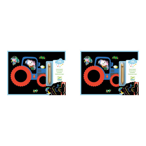 2PK Djeco Learning About Vehicles Scratch Cards 21x28cm Kids 18m+