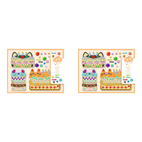 2PK Djeco Cakes & Sweets Mosaics Activity Kit Kids 3y+