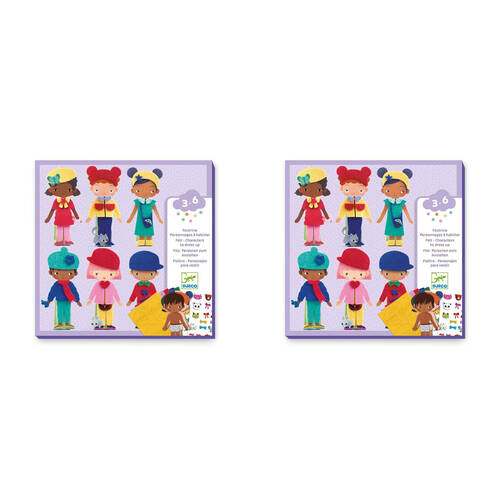 2PK Djeco Soft Dress Up Felt Dolls Collage Activity Set Kids 3y+