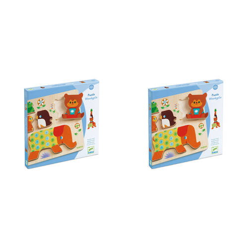 10pc Djeco WoodyPile Wooden Animal Shape Puzzle 23x22.5cm Toy 12m+