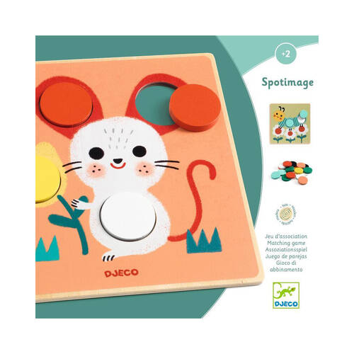 Djeco Spotimage Colour Spot Matching Wooden Board Game 17cm Kids 2y+