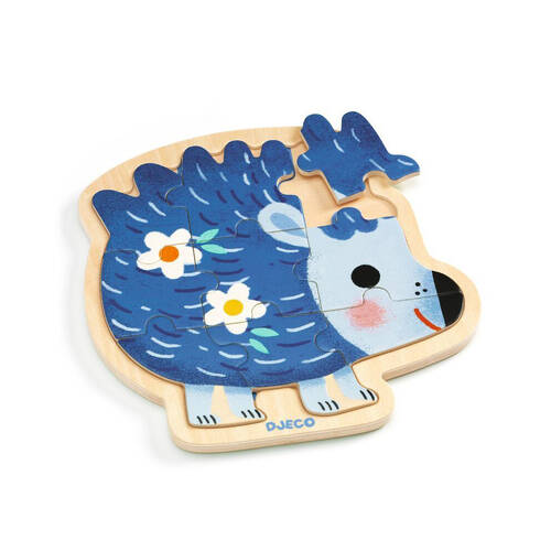 9pc Djeco Hedgehog Wooden Jigsaw Puzzle 21cm Kids Toy 2y+