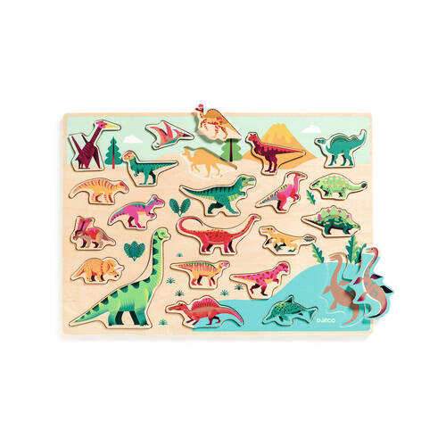 22pc Djeco Dinosaur Wooden Puzzle 42x30cm Kids/Children Toy 2y+
