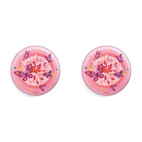 2PK Djeco Flying Rosa Flying Disc Throwing Disc Toy 20x20cm Kids - Pink 4y+