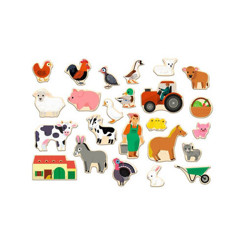 24pc Djeco Wooden Magnetic Farmix Animal Shape Kids Toy Set 2y+
