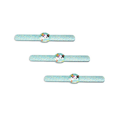 3PK Djeco Kids Hearts, Cats & Rabbits Snap Jewellery Bracelets 5y+ Assorted