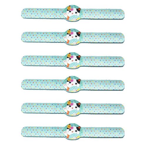 6PK Djeco Kids Hearts, Cats & Rabbits Snap Jewellery Bracelets 5y+ Assorted