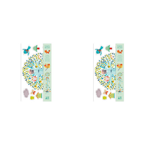 2PK Djeco Friends Of The Woods Plastic Height Chart 62cm Wall Hanging 0m+