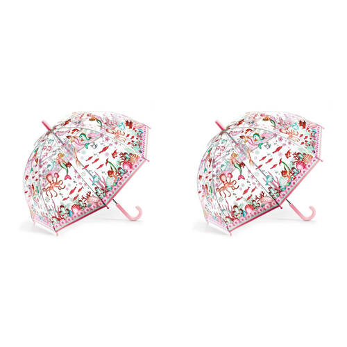 2PK Djeco Mermaid PVC Child Manual Dome Umbrella 70cm 3y+