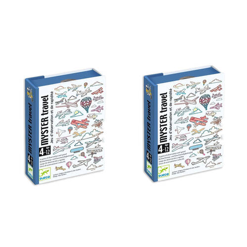 2PK Djeco Kids Mystery Travel Observation & Speed Card Game 4y+ Multi Coloured