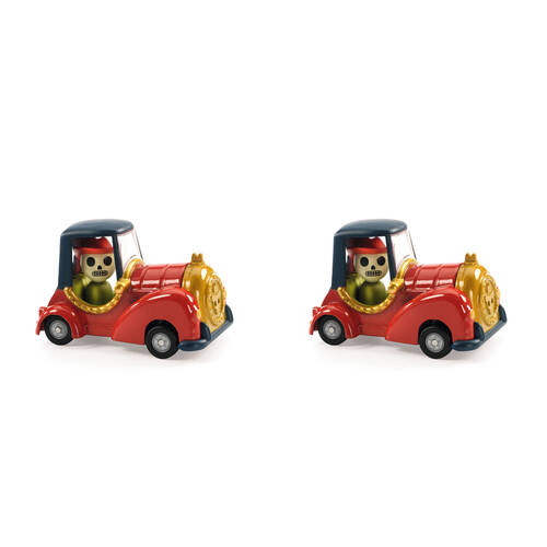 2PK Djeco Red Skull Crazy Motors 4x7cm Kids Play Toy 3y+