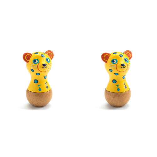 2PK Djeco Animambo Jaguar Maracas Kids Musical Play Toy 12m+