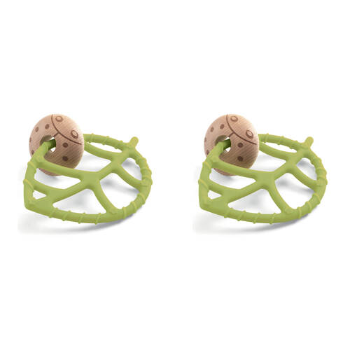 2PK Djeco BabyGreeni Wooden Silicone Teether 12cm Baby/Kids 0m+