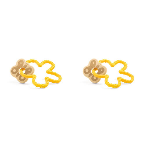 2PK Djeco BabyStretchi Wood/Silicone Teether 12cm Yellow 0m+