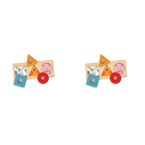 2PK Djeco Formabasic Wooden Puzzle Kids 23cm Play Toy 12m+