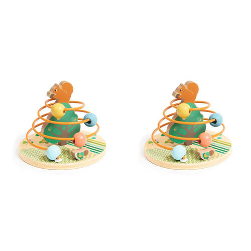 2PK Djeco Squirrel Bead Frame Activity RollNut 17x17cm Toy Kids 18m+