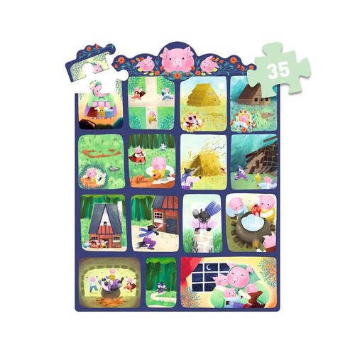 35pc Djeco The Three Little Pigs Story Puzzle Kids Game 33x45cm 3y+